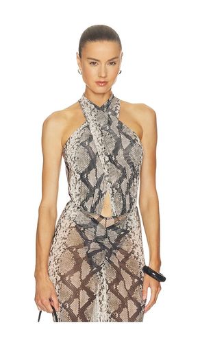 X REVOLVE Printed Mesh Cross Bodysuit in . Size S. Also in M, L - LaPointe - Modalova