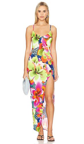 Maxivestido tropical illusions fitted side slit en color verde talla L en - Green. Talla L (también en M) - Luli Fama - Modalova