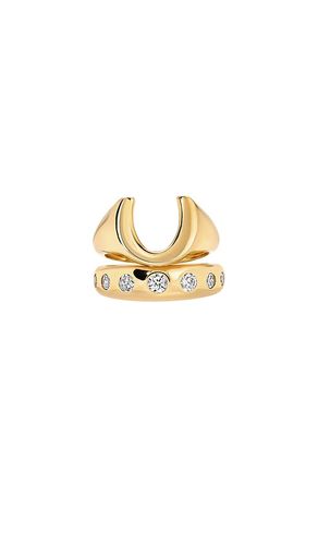 Horseshoe & 7 Stone Ring Set in . Taglia 7, 8 - MEGA - Modalova