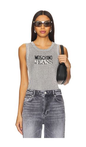 Camiseta tirantes gráfica en color plateado metálico talla L en - Metallic Silver. Talla L (también en M, S - Moschino Jeans - Modalova