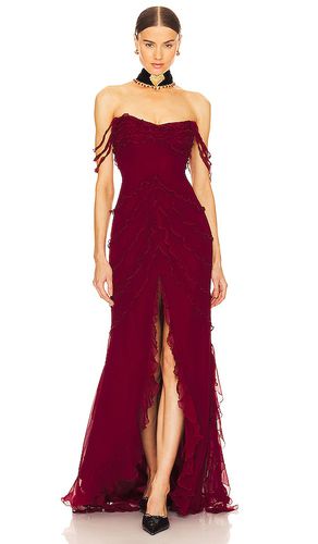 Vestido largo cascading en color vino talla M en - Wine. Talla M (también en S) - Mirror Palais - Modalova