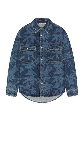 All over laser denim shirt in color size L in - . Size L (also in M, S) - Palm Angels - Modalova