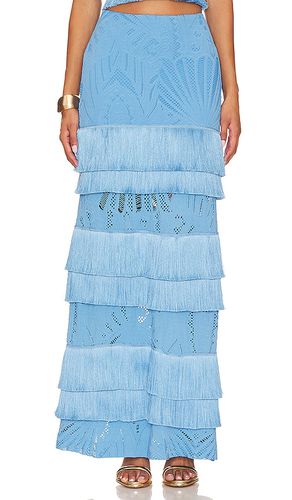 Falda larga de encaje con flecos en color azul talla 0 en - Blue. Talla 0 (también en 10, 2, 6) - PatBO - Modalova