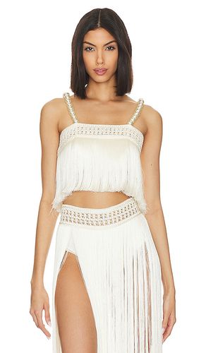 Pearl Beaded Fringe Crop Top in . Size 6 - PatBO - Modalova