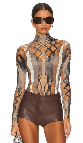 Amphitrite Bodysuit Shapewear Fishnet Polo Neck Bodysuit in - Poster Girl - Modalova
