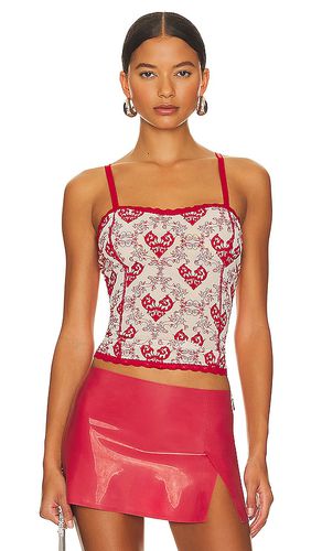 Scarlett corset top flocked mesh corset top en color rojo talla L en & - . Talla L (también en XL) - Poster Girl - Modalova