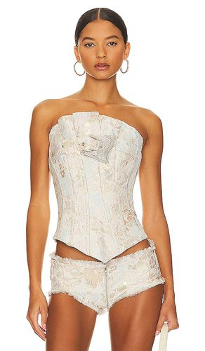 Cream Faux Leather Pleated Corset, Tops