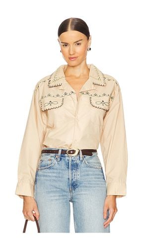 Camisa embroidered button up en color bronce talla L en - Tan. Talla L (también en M, S, XL, XS) - Found - Modalova