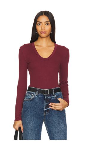 Top con cuello en u luxe rib long sleeve en color burgundy talla L en - Burgundy. Talla L (también en M, S - perfectwhitetee - Modalova