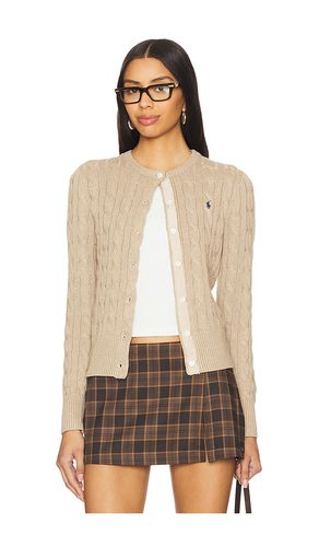 Cable-knit cotton crewneck cardigan en color crema talla M en - Cream. Talla M (también en S - Polo Ralph Lauren - Modalova