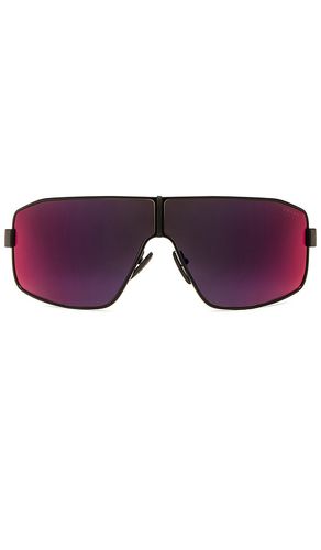 Linea rossa shield frame sunglasses in color black size all in & - Black. Size all - Prada - Modalova