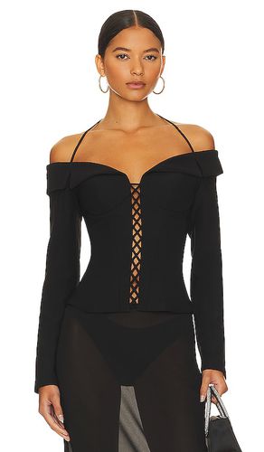 Buy Rozie Corsets Black Puff Sleeve Corset in Denim for Women in