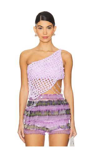 Diagonal crochet beaded top en color lavanda talla M en - Lavender. Talla M (también en S, XS) - Susan Fang - Modalova