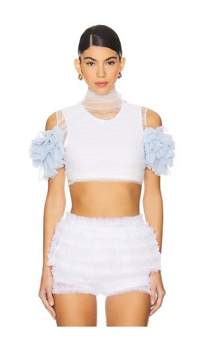 Shirred Bandage Wrap Top With Puff Sleeves in ,. Size XS - Susan Fang - Modalova