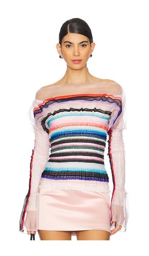 Striped smocked top en color rubor talla M/L en - Blush. Talla M/L (también en XS/S) - Susan Fang - Modalova