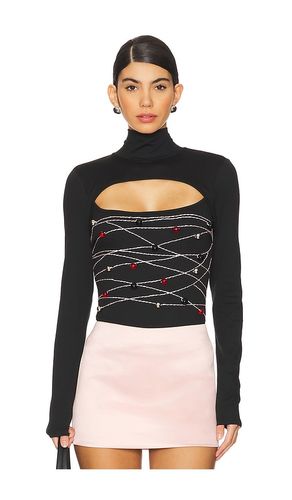 Beaded long sleeve top en color talla L en - Black. Talla L (también en M, S, XS) - Susan Fang - Modalova