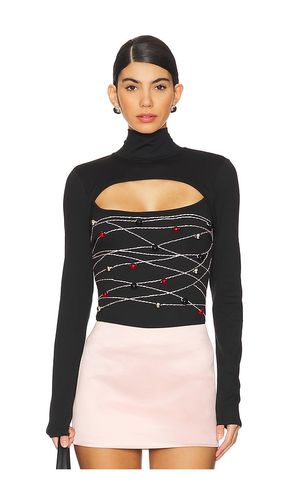 Beaded long sleeve top en color talla M en - Black. Talla M (también en S, XS) - Susan Fang - Modalova