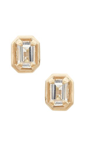 Bonbon Emerald Cut Stud Earrings In 14k Yellow Gold & White Topaz in - STONE AND STRAND - Modalova