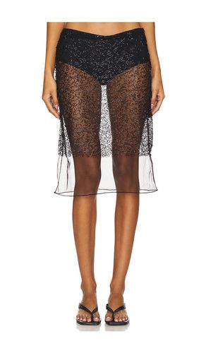 Falda midi de tiro bajo novi sheer beaded en color talla 34 en - Black. Talla 34 (también en 36, 38, 40) - SIEDRES - Modalova