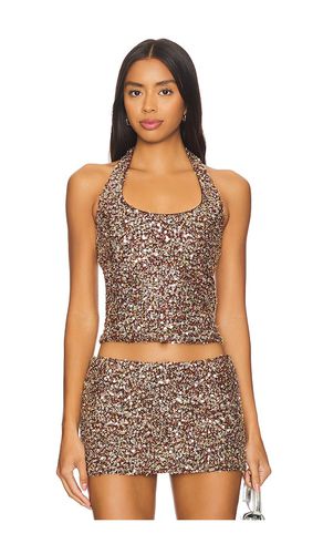 Top de cuello alto juli fitted sequined en color talla 34 en - Brown. Talla 34 (también en 36, 38, 40) - SIEDRES - Modalova