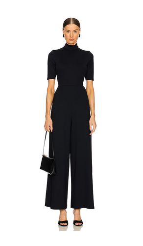 Mock neck short sleeve jumpsuit en color talla S en - Black. Talla S (también en XS) - Susana Monaco - Modalova