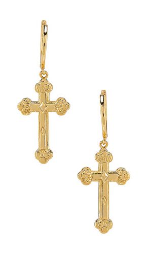 Pendientes siena cross en color oro metálico talla all en - Metallic Gold. Talla all - The M Jewelers NY - Modalova