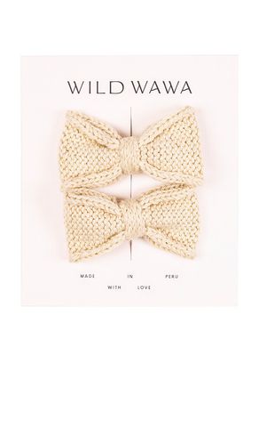 Kids Knitted Bow Clip Set in - Wild Wawa - Modalova