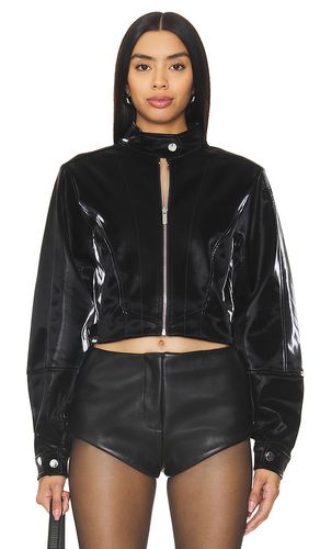 Faux Patent Leather Cropped Moto Jacket in . Taglia XL - WeWoreWhat - Modalova