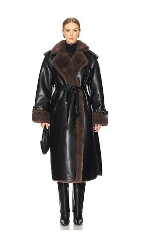 Abrigo trenca bonded faux fur en color marrón talla L en - Brown. Talla L (también en M, S, XS, XXS) - WeWoreWhat - Modalova