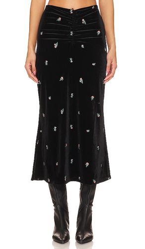 Embroidered Velvet Ruched Midi Skirt in . Size L, S, XL, XS - WeWoreWhat - Modalova