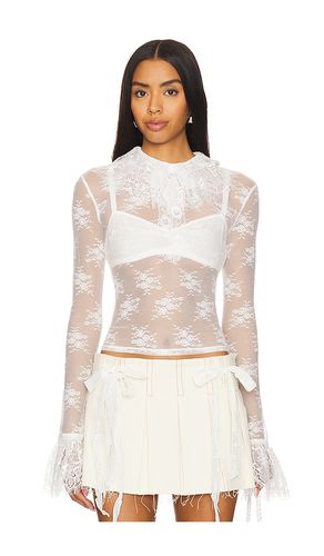 Ruffled lace top en color talla L en - White. Talla L (también en M, S, XL) - Yuhan Wang - Modalova