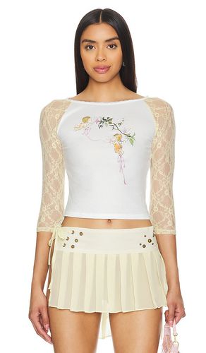 Cupid Print Lace Sleeve Top in . Taglia M, XS - Zemeta - Modalova