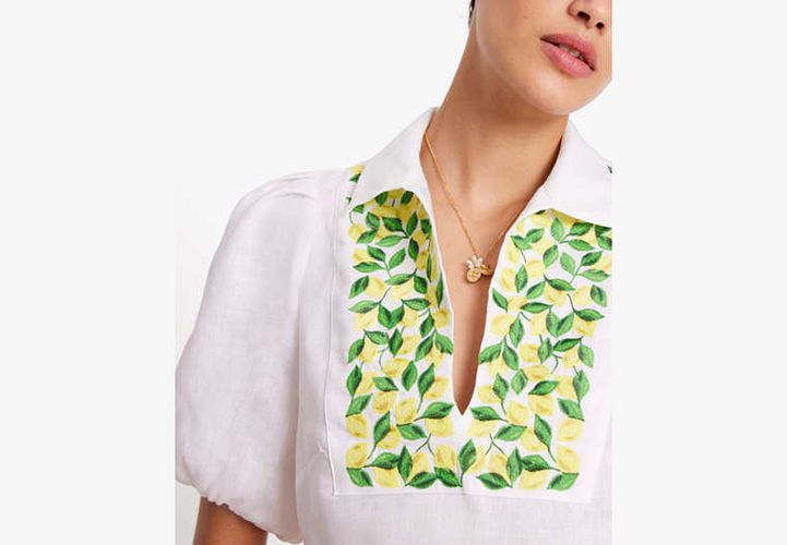 Embroidered Lemons Puff Sleeve Top - Kate Spade New York - Modalova