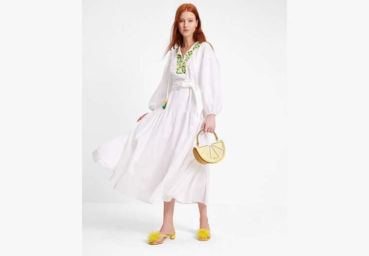 Embroidered Lemons Tie-waist Shirtdress - Kate Spade New York - Modalova