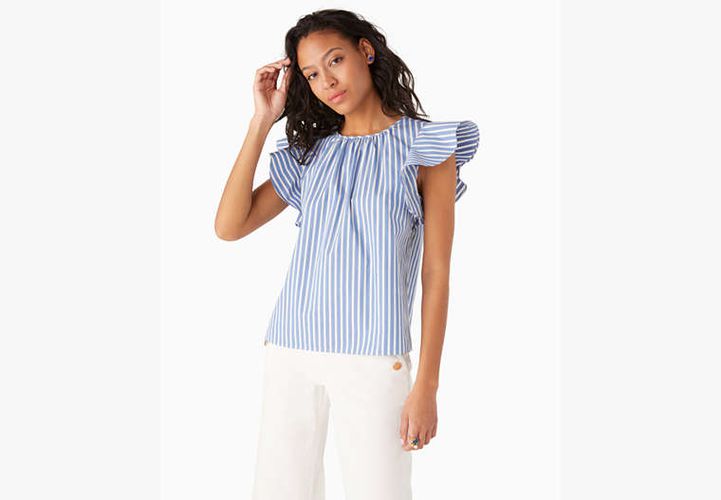 Basket Stripe Flutter-sleeve Top - Kate Spade New York - Modalova