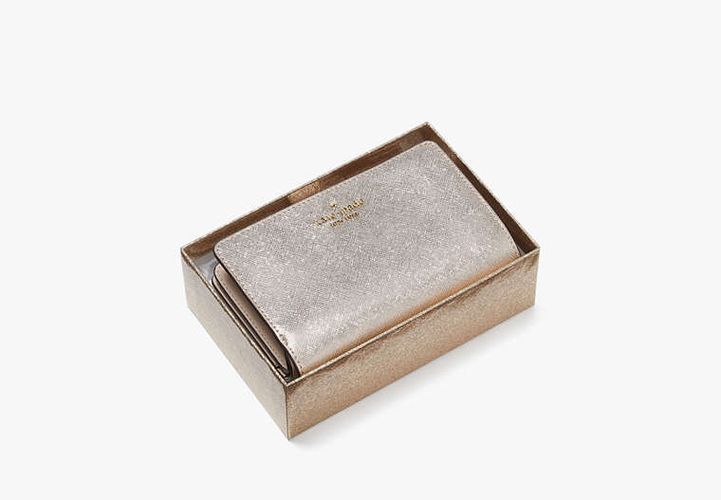 Glimmer Metallic Saffiano Medium Compact Bifold Wallet - Kate Spade New York - Modalova