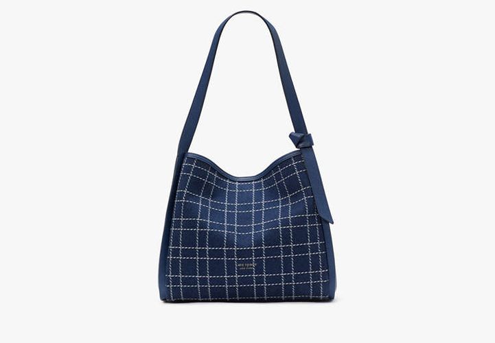 Knott Denim Check Large Shoulder Bag - Kate Spade New York - Modalova