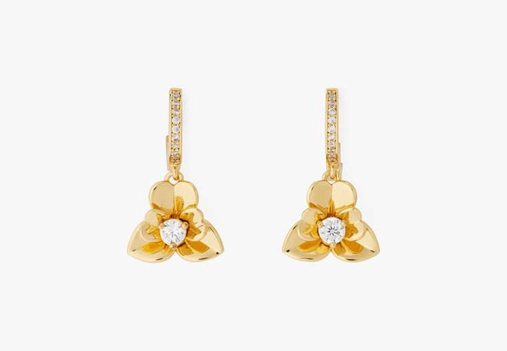 Precious Pansy Pavé Drop Huggies - Kate Spade New York - Modalova