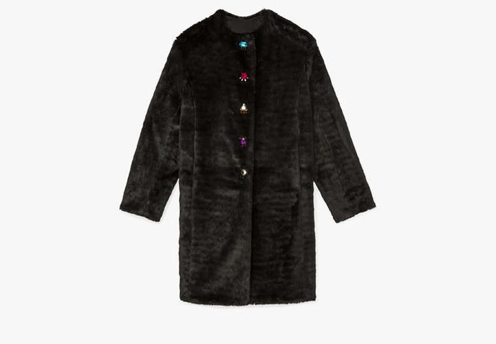 Embellished Faux Fur Coat - Kate Spade New York - Modalova