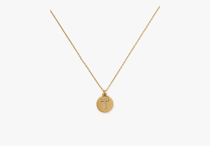 Pave "T" Initial Mini Pendant Necklace - Kate Spade New York - Modalova