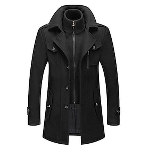 Men's Trench Coat Overcoat Fall Winter Daily Long Coat Notch lapel collar Regular Fit Active Jacket Long Sleeve Solid Colored Black Gray Camel / Wool - Ador.com UK - Modalova