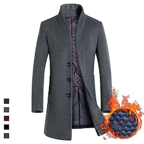 Men's Trench Coat Coat Overcoat Fall Winter Street Daily Long Coat Thermal Warm Breathable Slim Casual Jacket Long Sleeve Pocket Solid Color Black Gray Navy Bl - Ador.com UK - Modalova