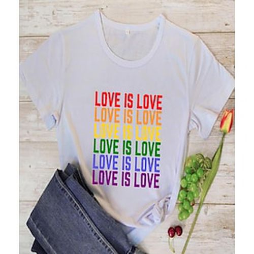 Love Is Love Color Letters European And American Street Popular Foreign Trade New Short-Sleeved T-Shirt Women - Ador ES - Modalova