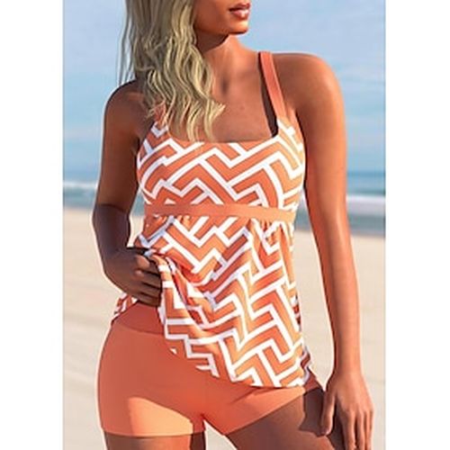 Women's Swimwear Tankini 2 Piece Normal Swimsuit Lines / Waves 2 Piece Printing Blue Orange Tank Top Bathing Suits Beach Wear Summer Sports - Ador.com UK - Modalova