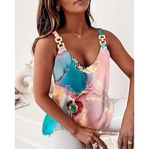 Women's Tank Top Camisole Going Out Tops Pink Blue Green Print Graphic Abstract Weekend Sleeveless V Neck Basic Regular Fit - Ador.com UK - Modalova