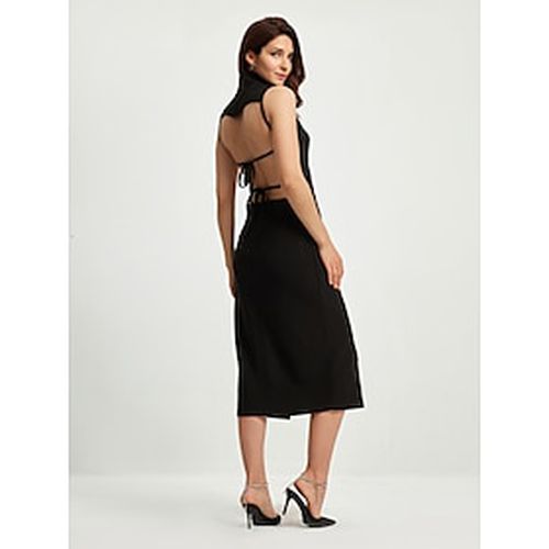 Sleeveless High Neck Midi Party Dress Black Dress - Ador.com - Modalova