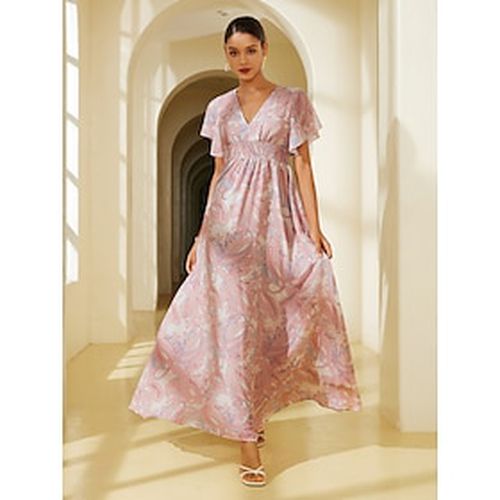 Chiffon Wedding Guest Floral V Neck Corset Maxi Dress - Ador - Modalova