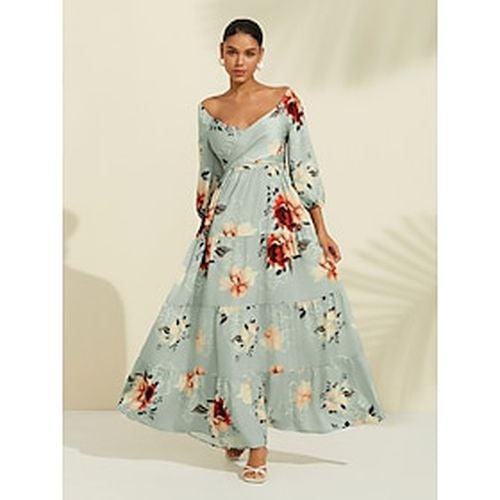 Print Satin Wedding Guest Lace up Maxi Dress - Ador.com - Modalova