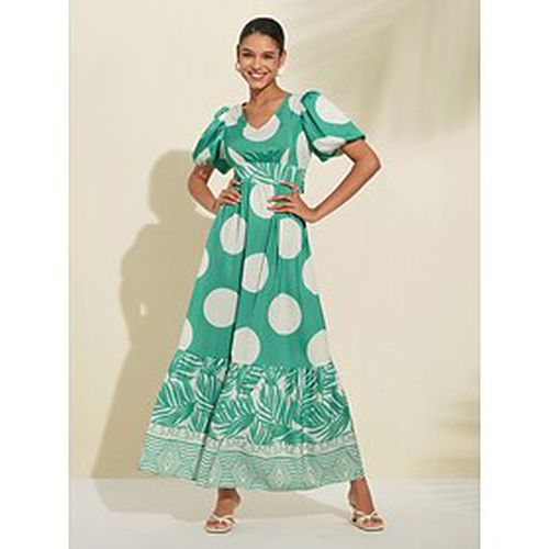 Polka Dot Geometric Belted Maxi Dress - Ador.com - Modalova