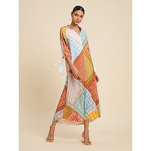 Rainbow Cyclic Print High Neck Maxi Dress - Ador.com - Modalova